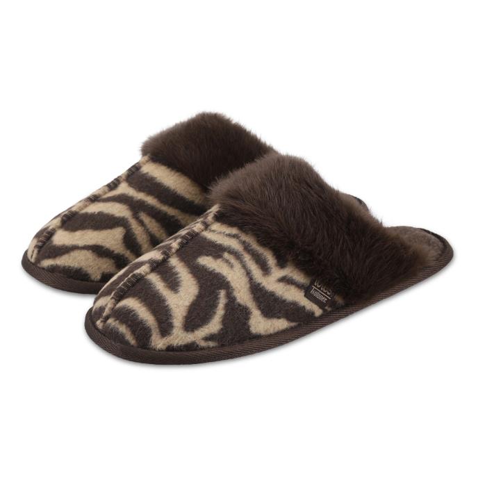Isotoner® Ladies Animal Print Mule Slipper Brown Extra Image 1